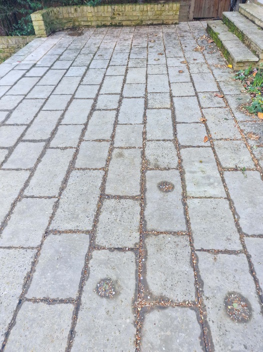 Dirty Limestone Patio Before Cleaning Lincoln