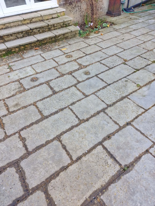 Dirty Limestone Patio Before Cleaning Lincoln