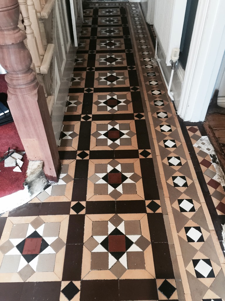 Painted Victorian Hallway Floor Tiled Louth After Paint Removal