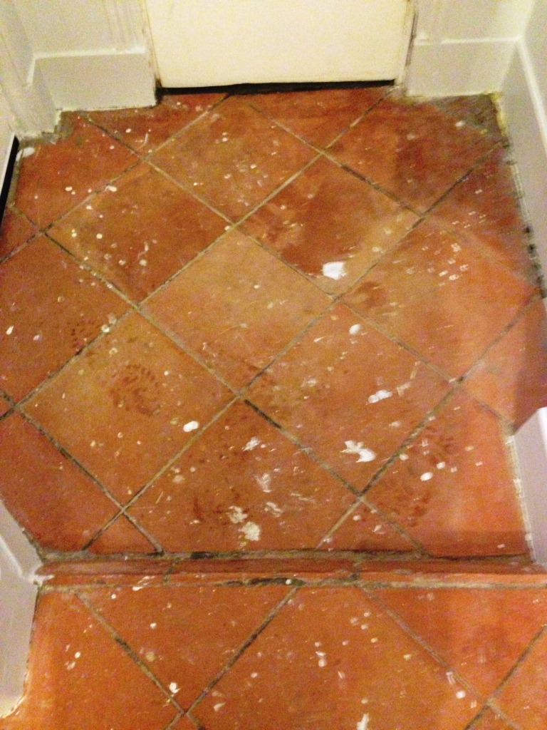 Terracotta Floor Before Restoration Mablethorpe
