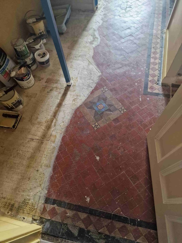 Victorian Tiled Floor Before Restoration Lincoln