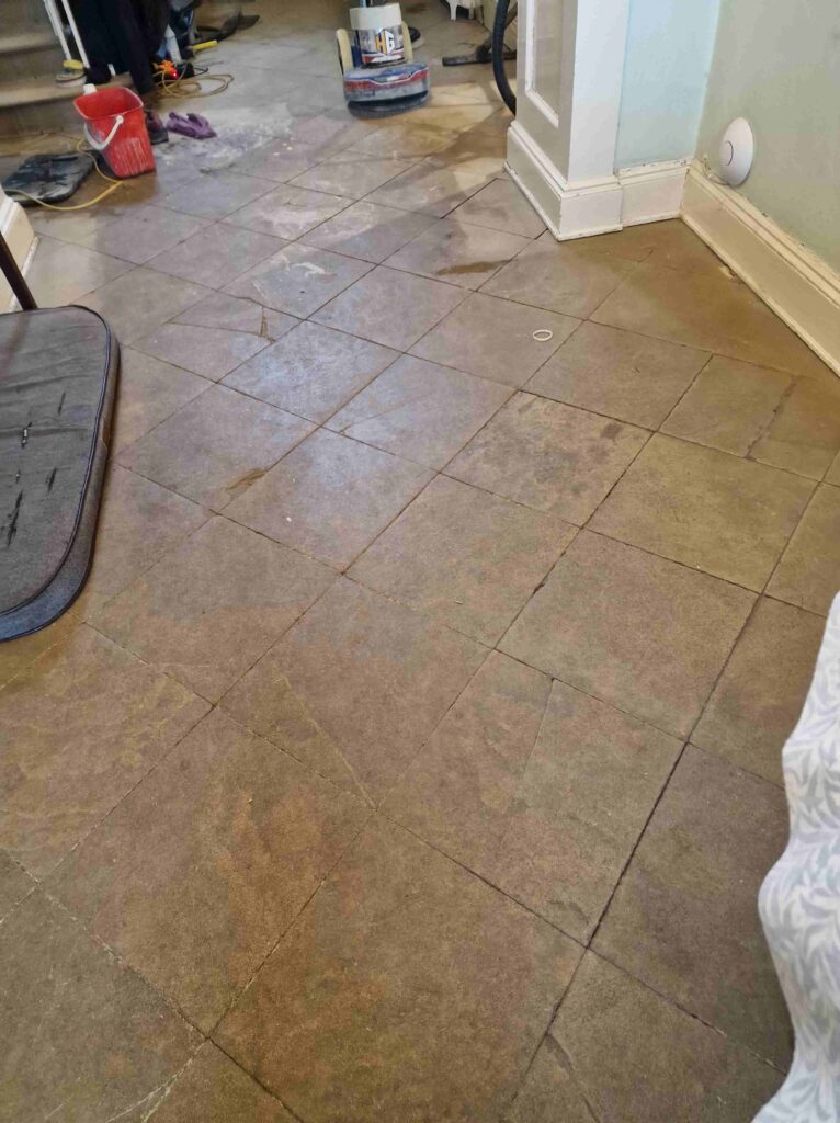 Sandstone Floor Tiles Before Cleaning Gainsborough