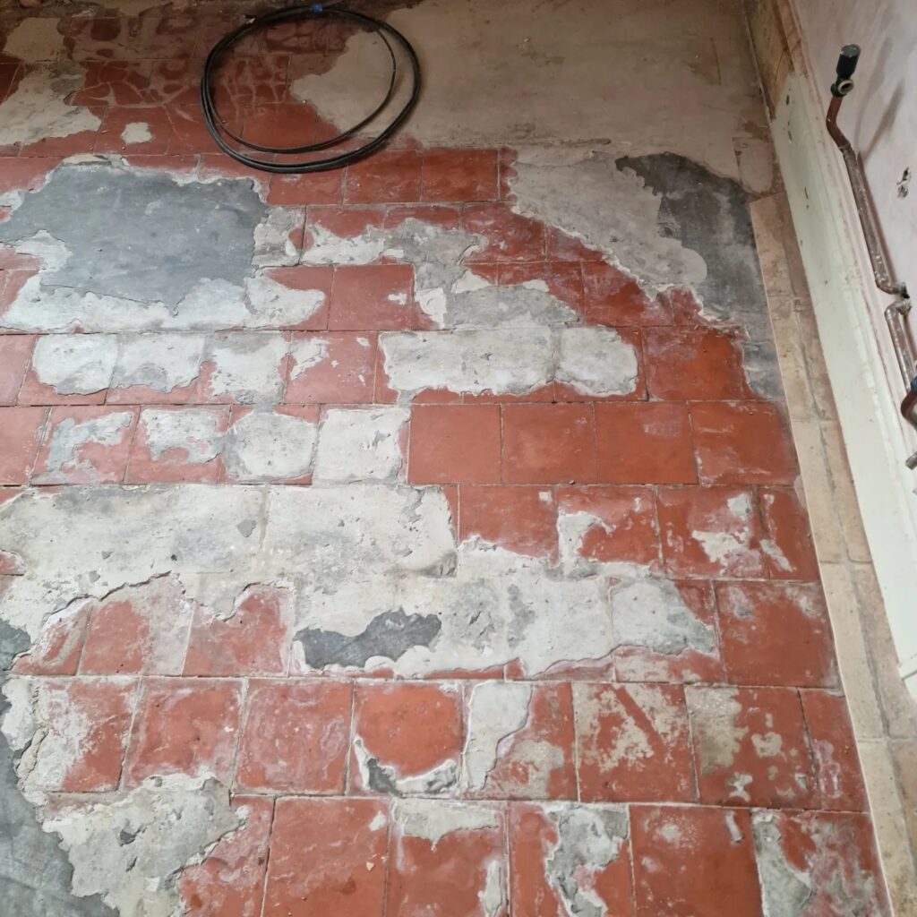 Quarry Tiled Kitchen Floor Before Cleaning Goulceby Louth