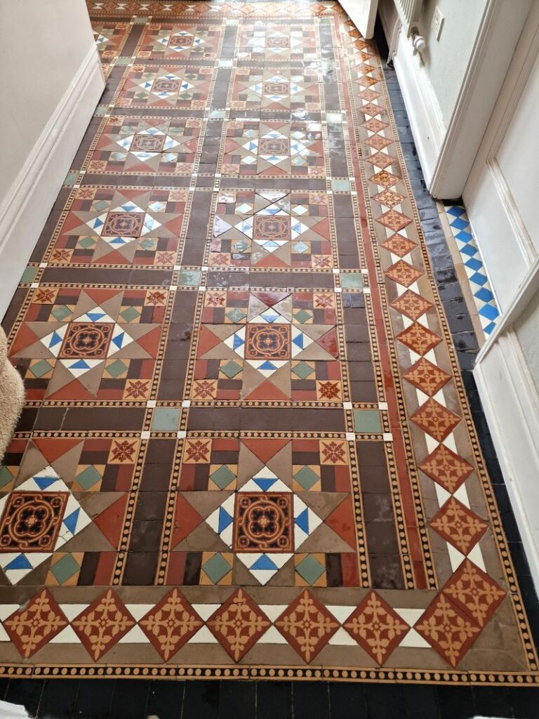 Victorian Tiled Hallway Floor After Restoration Mablethorpe