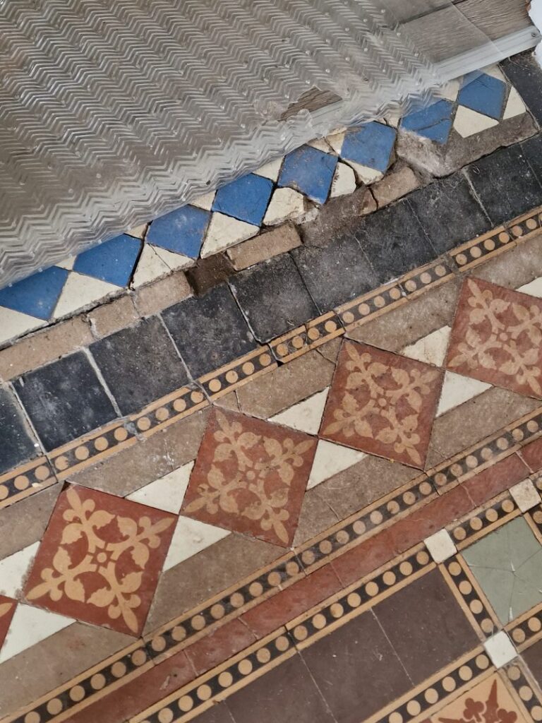 Victorian Tiled Hallway Floor Before Restoration Mablethorpe