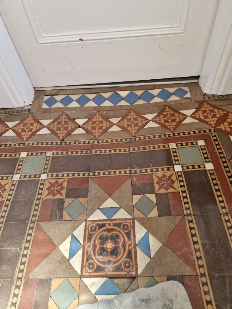 Victorian Tiled Hallway Floor Before Restoration Mablethorpe