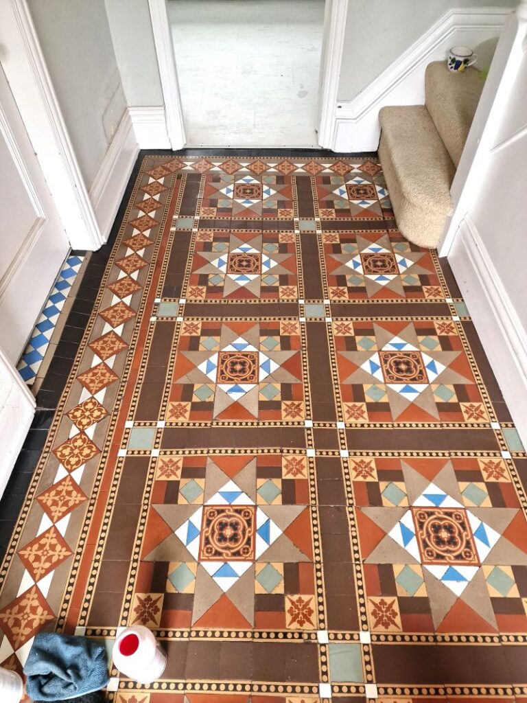 Victorian Tiled Hallway Floor During Restoration Mablethorpe